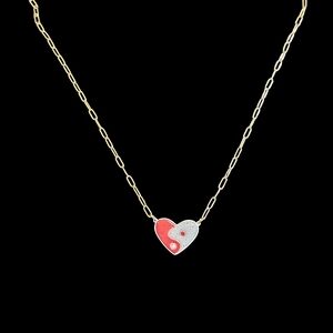 NWT - 18k Gold Heart Pendant Necklace with Yin Yang Design